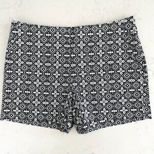 Banana Republic Side Zip Print Cotton Spandex Shorts Black + White Sz 6 NWOT
